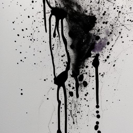 the empty face ink blotted on a white canvas-detailed-realism-black ink ...