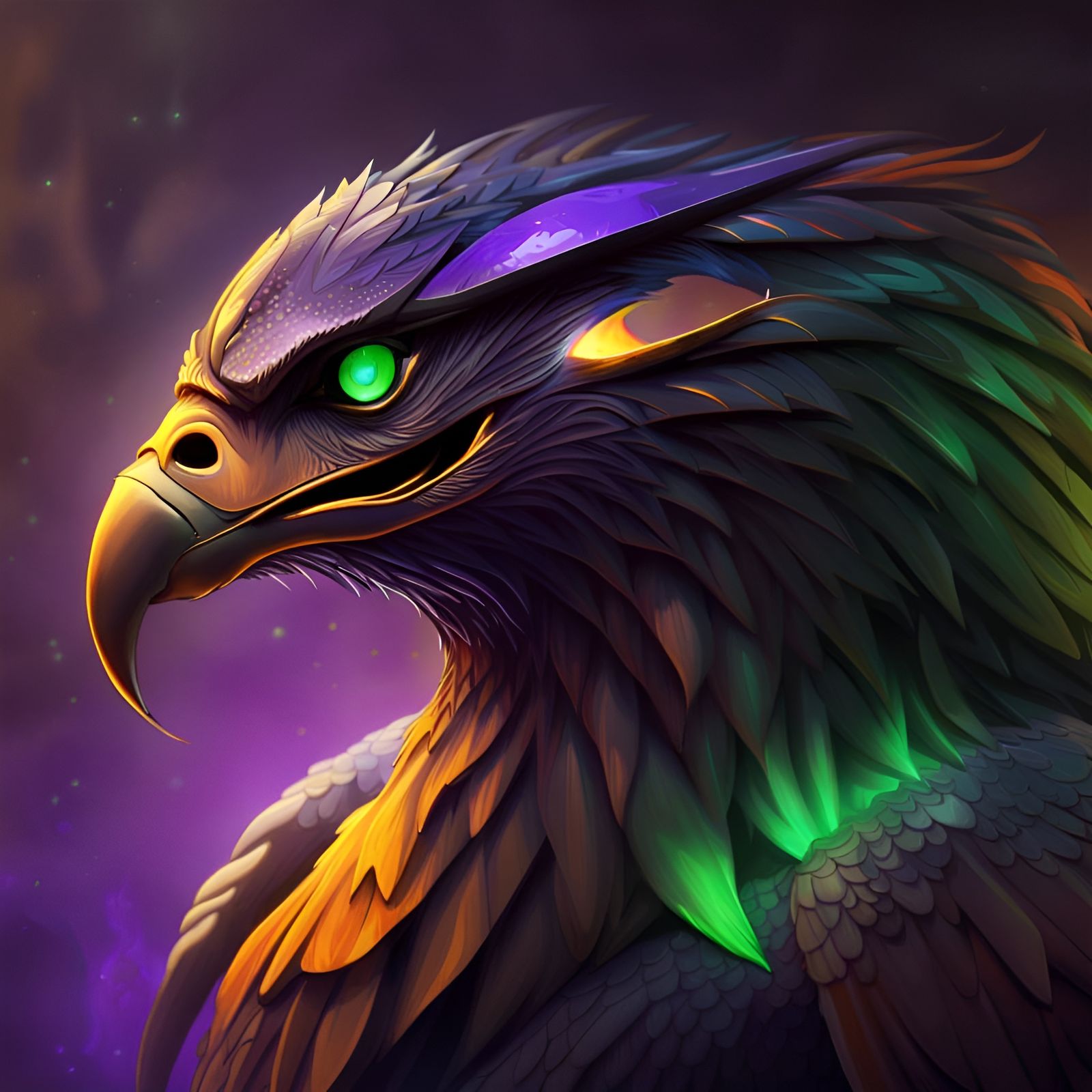 Golden beak Eagle with green eyes - AI Generated Artwork - NightCafe Creator