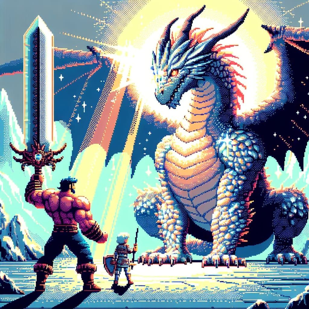 16-Bit Warrior and Dragon Adventure