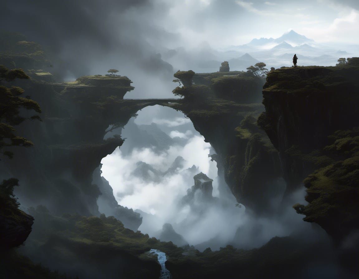 Victorian Bride Defiant in Apocalyptic Landscape