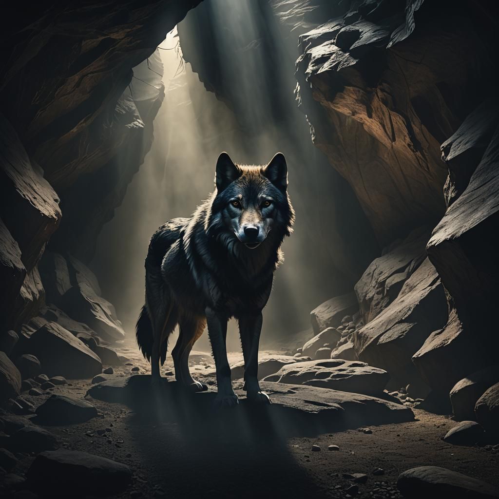 wolf in a cave - AI Generated Artwork - NightCafe Creator