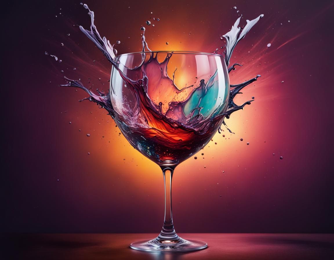 Exploding wine glass bats flying out AI Generated Artwork NightCafe