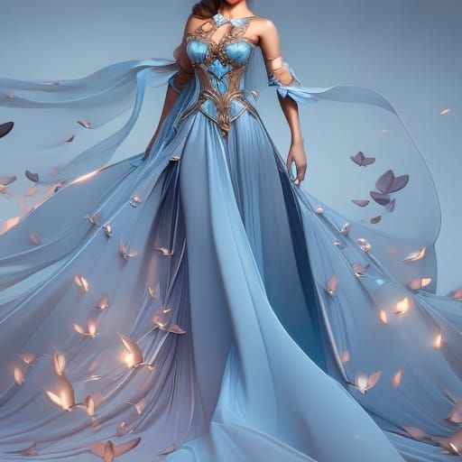 Blue Butterfly dress - AI Generated Artwork - NightCafe Creator