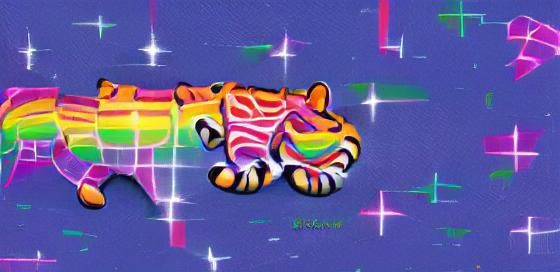 nyan tiger in the style of lisa frank
