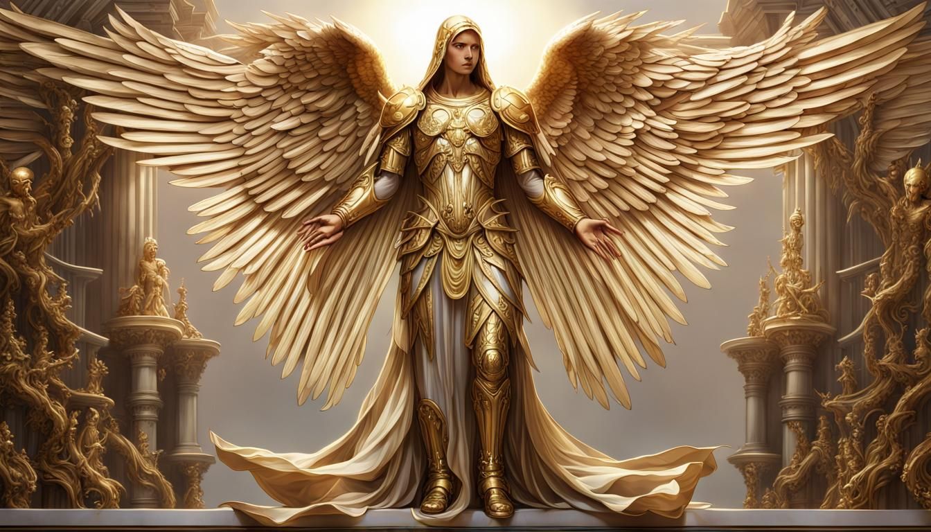 Full_body_view_of_a_flawless_archangel: intricate_detailed_shiny_bright ...