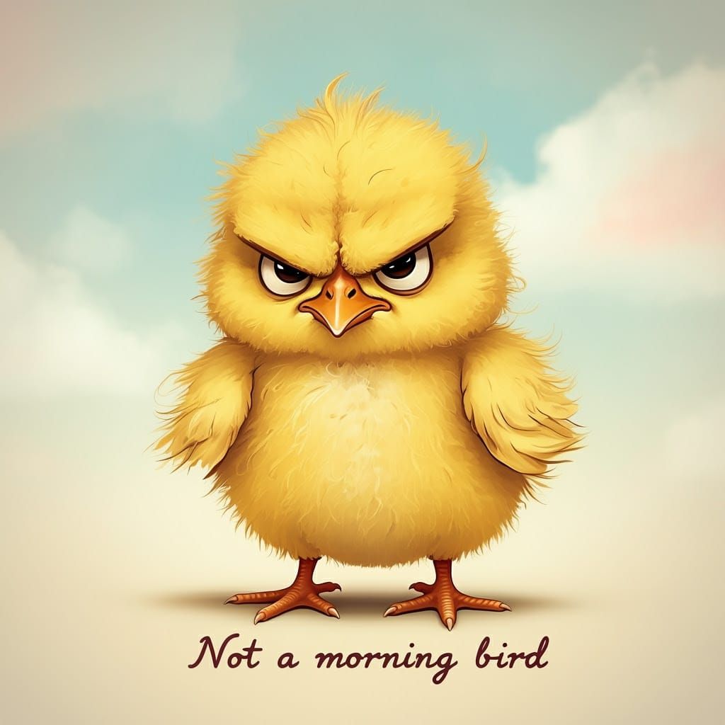 Grumpy Chick Illustration in Storybook Style