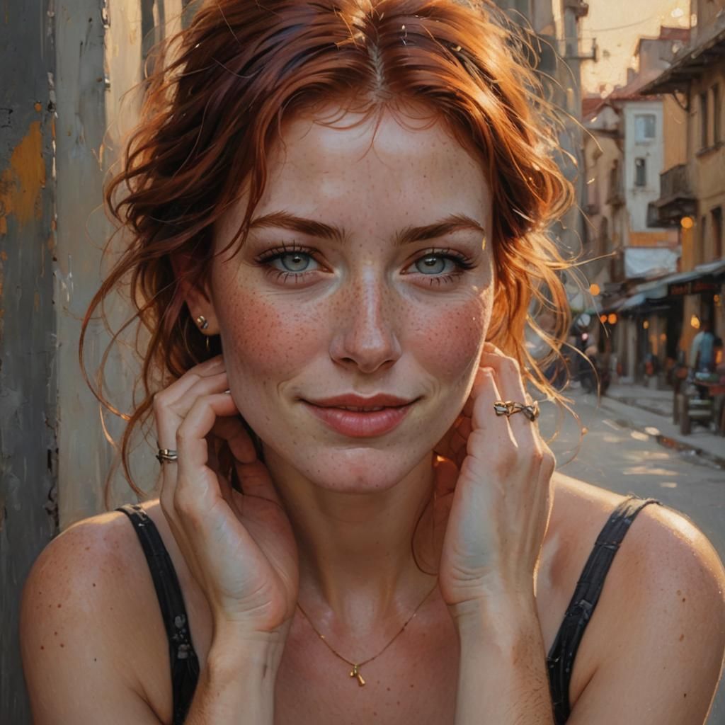 Elegant Woman Captured in Golden Hour, Inspired by Pino Daen...