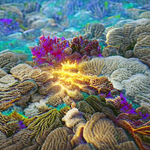 8k resolution soft sunlight touching coral reef