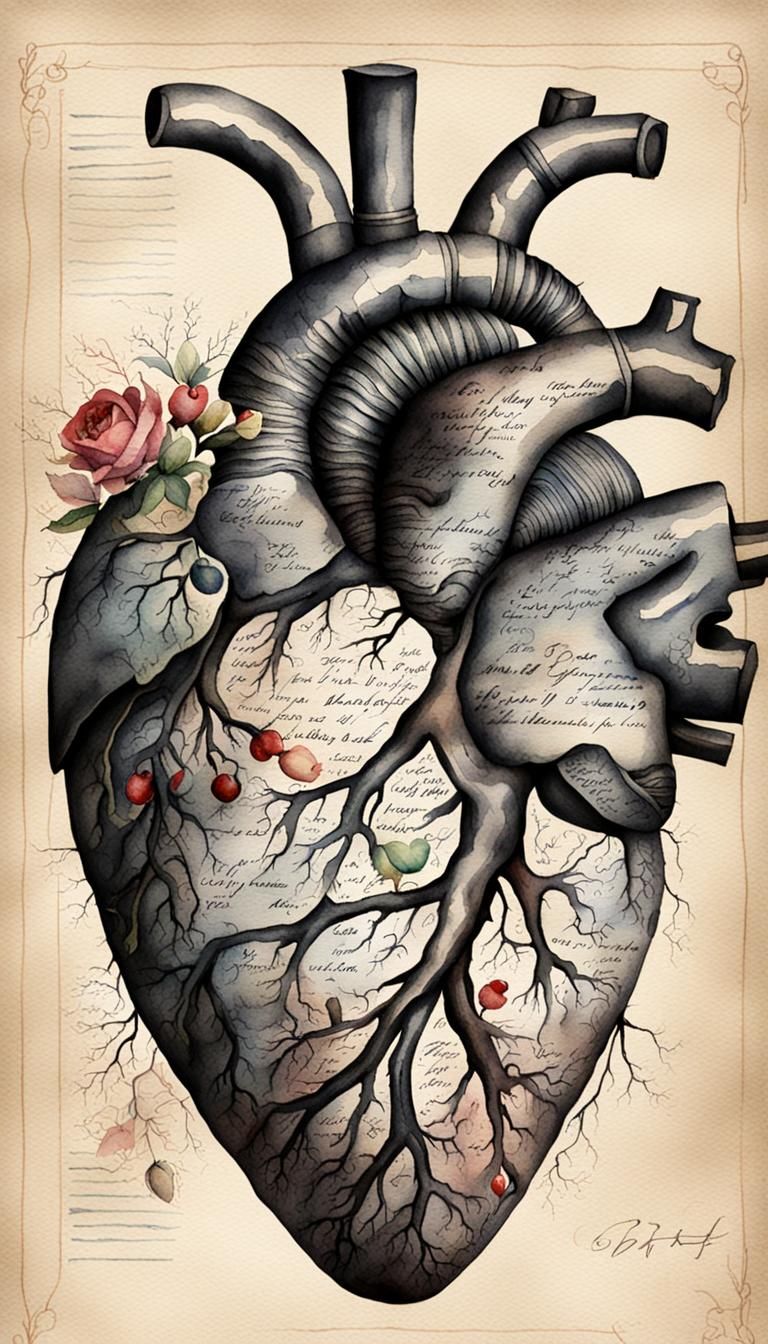 an anatomically correct heart watercolor
