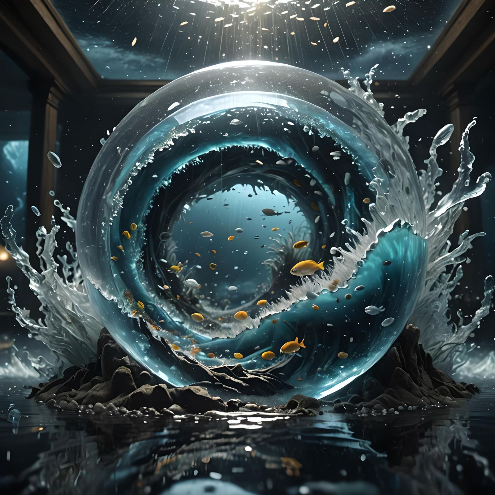 Ocean maelstrom and tsunami