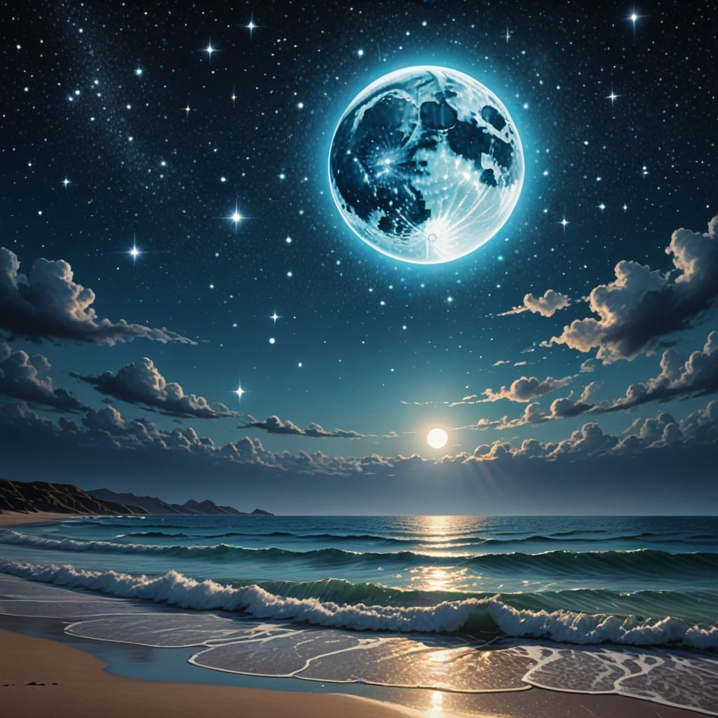 Full Moon Over the Ocean  by @Trekker