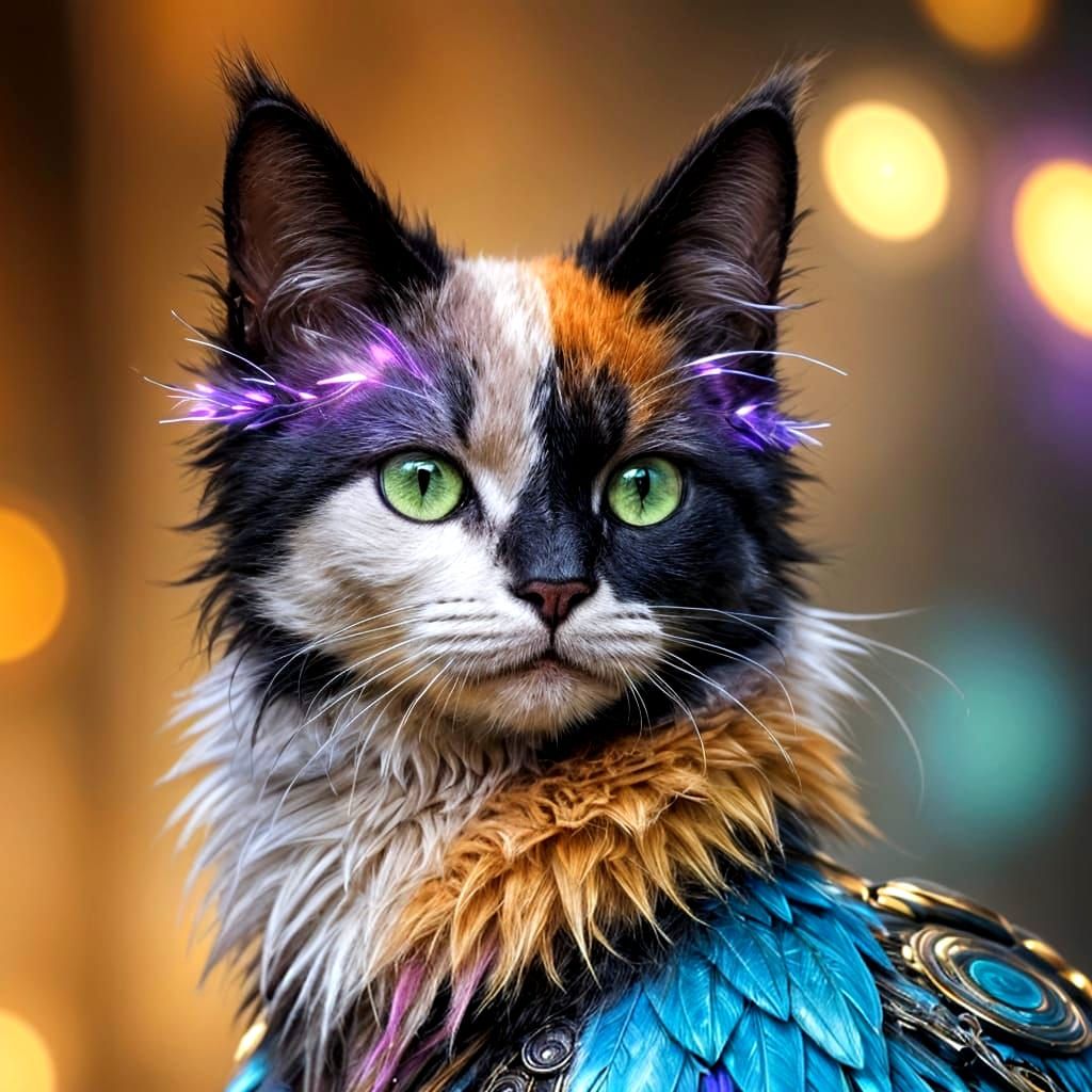 burlesque Cat in feathers and fur, Artgerm, WLOP, Rutkowski, pastel