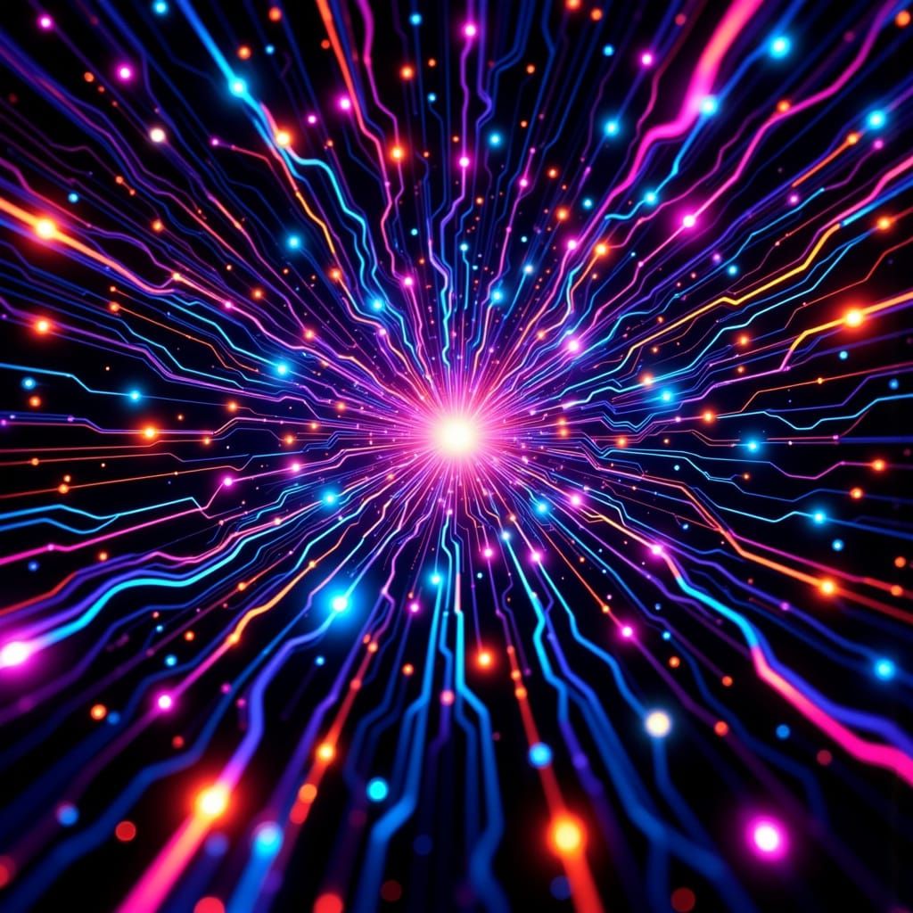 Cosmic Circuit Board Map With Neon Glow