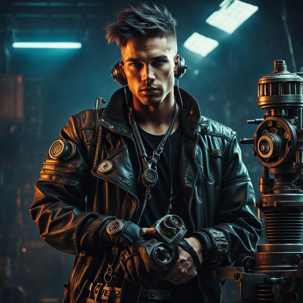 cyberpunk teenage mechanic dystopia male