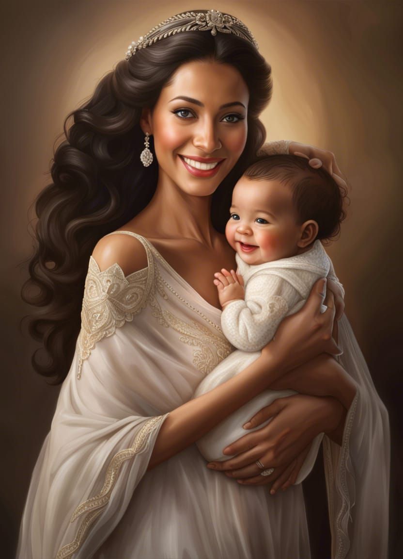 Joyful Mother Holding Her Baby   by @LTSings