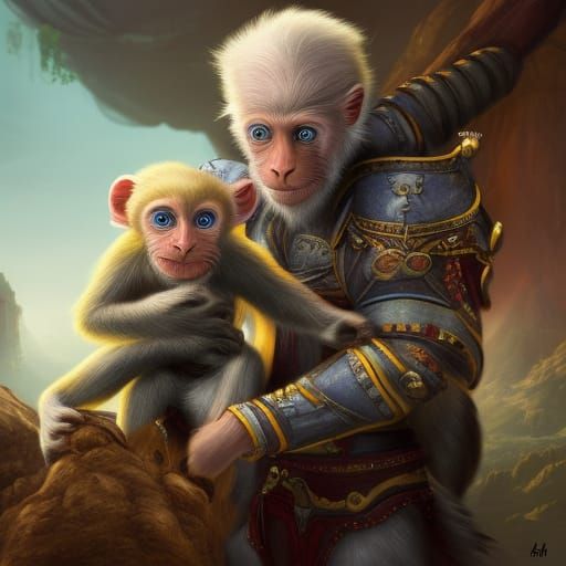 Joe Biden holding baby monkey in monkey armor