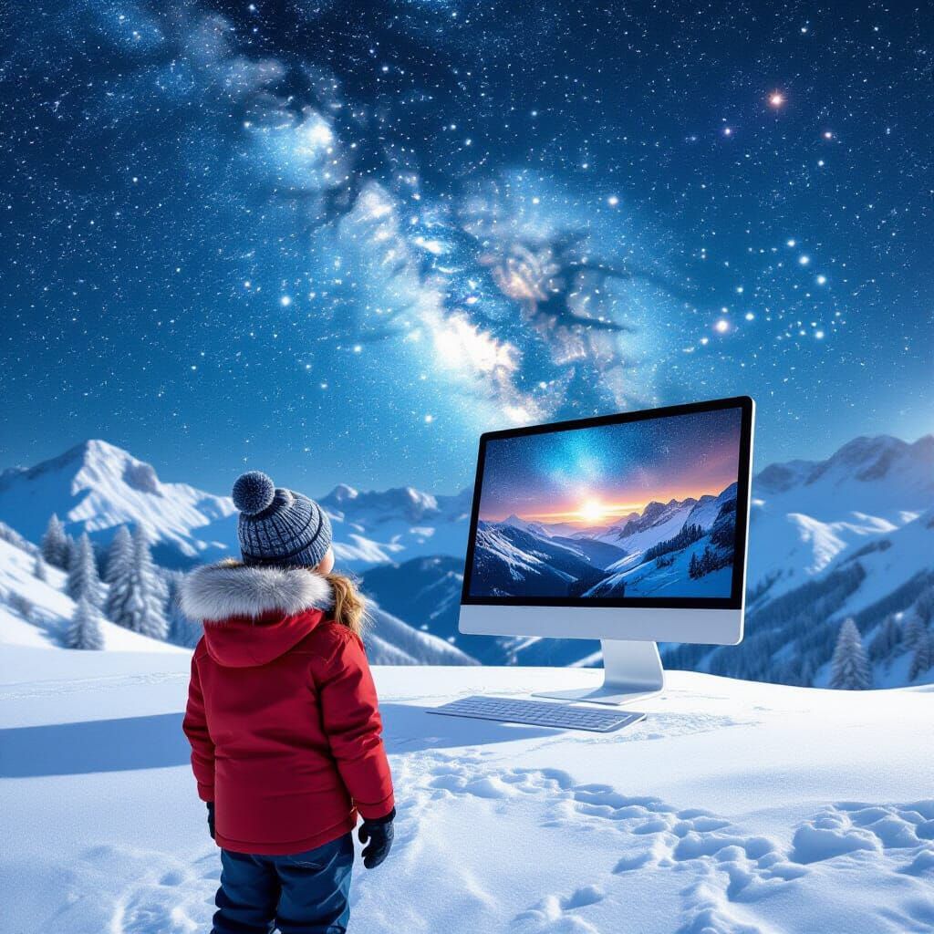 Child Views Nature Through Digital Screen