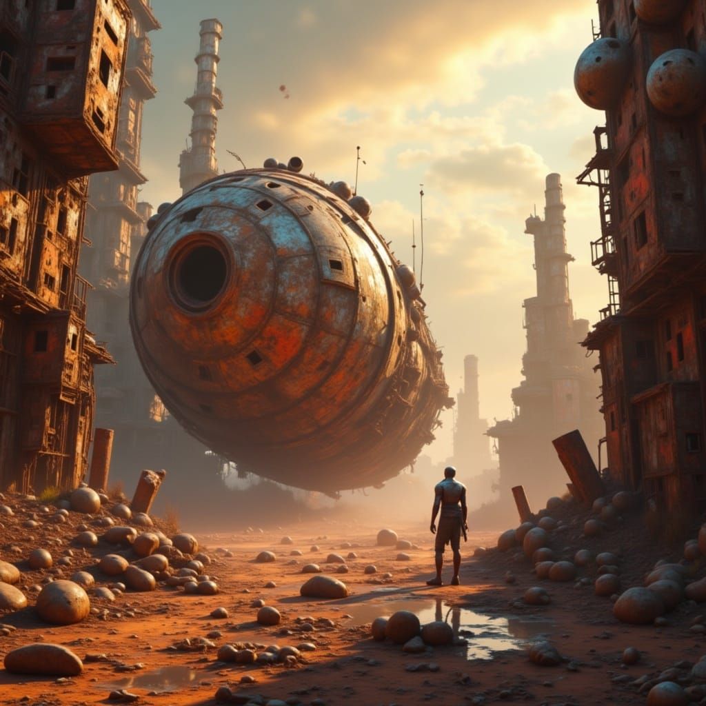 Civil Decay wasteland rusted structures haunting unknown places escape vessel velocity streaming towards a place of life <lora:Civil Decay:1...