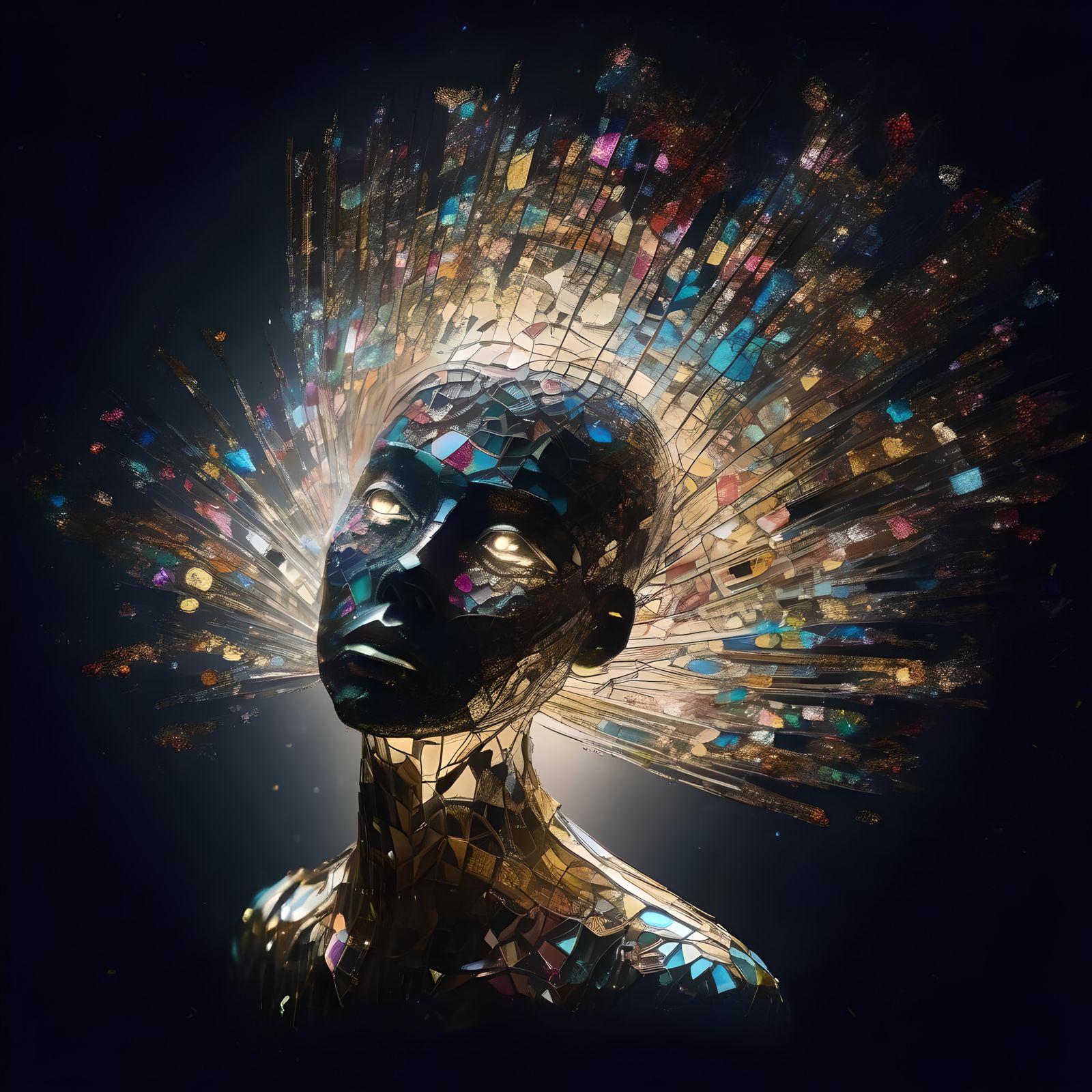 A dazzling figure with an empty gaze - AI Generated Artwork - NightCafe ...