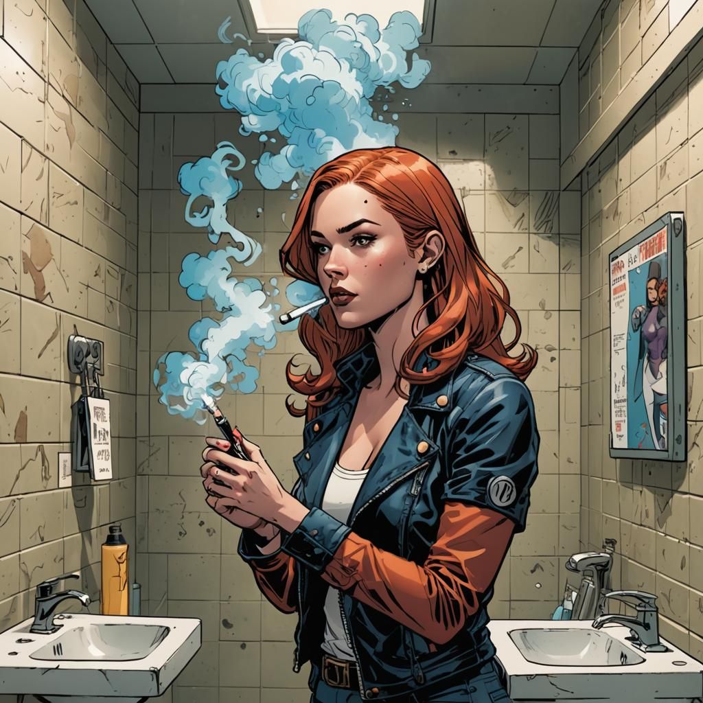 Becky can’t stop vaping in the girls’ bathroom, Marvel Comic...