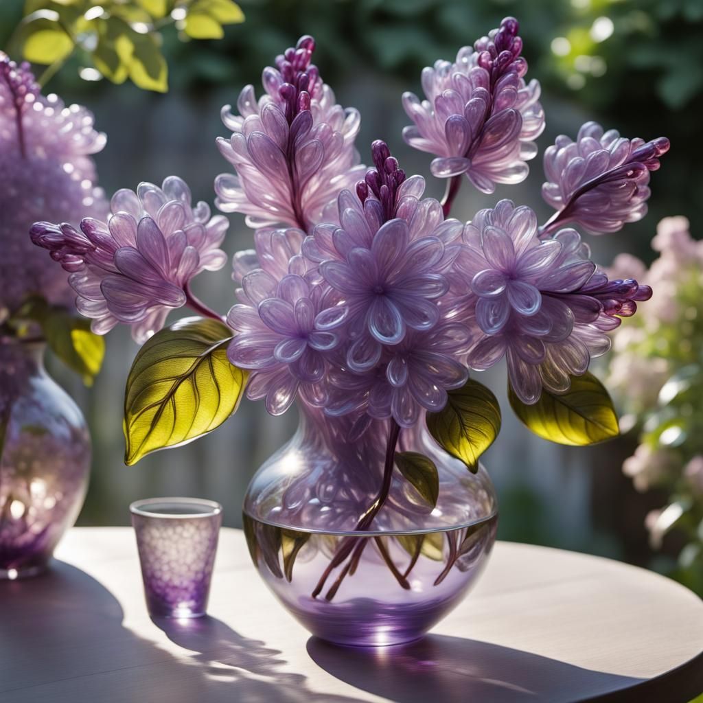 Lilac flowers, blown glass  by @datura_stramonium