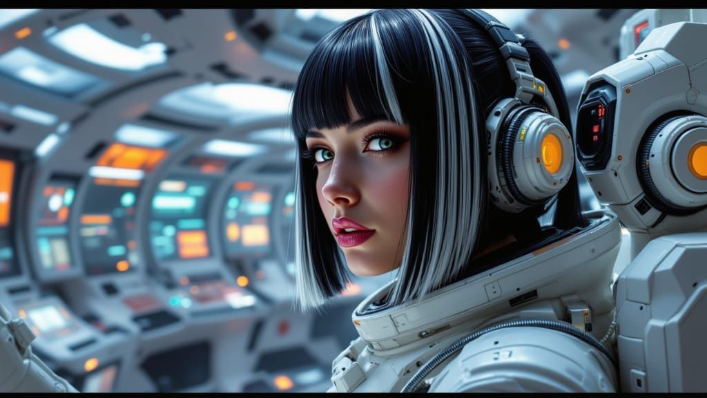 Female Astronaut with Black & White Hair (Accu LoRA)