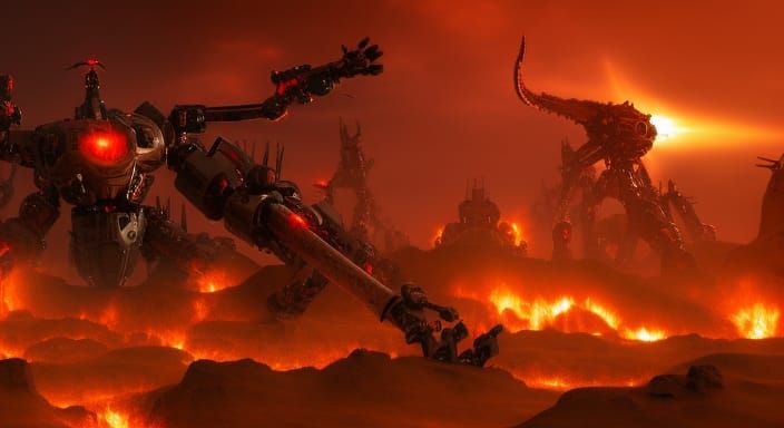 The final battle in hell, Machine vs Demons,