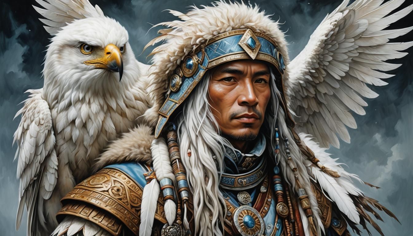 Eskimo and white eagle  by @Gab
