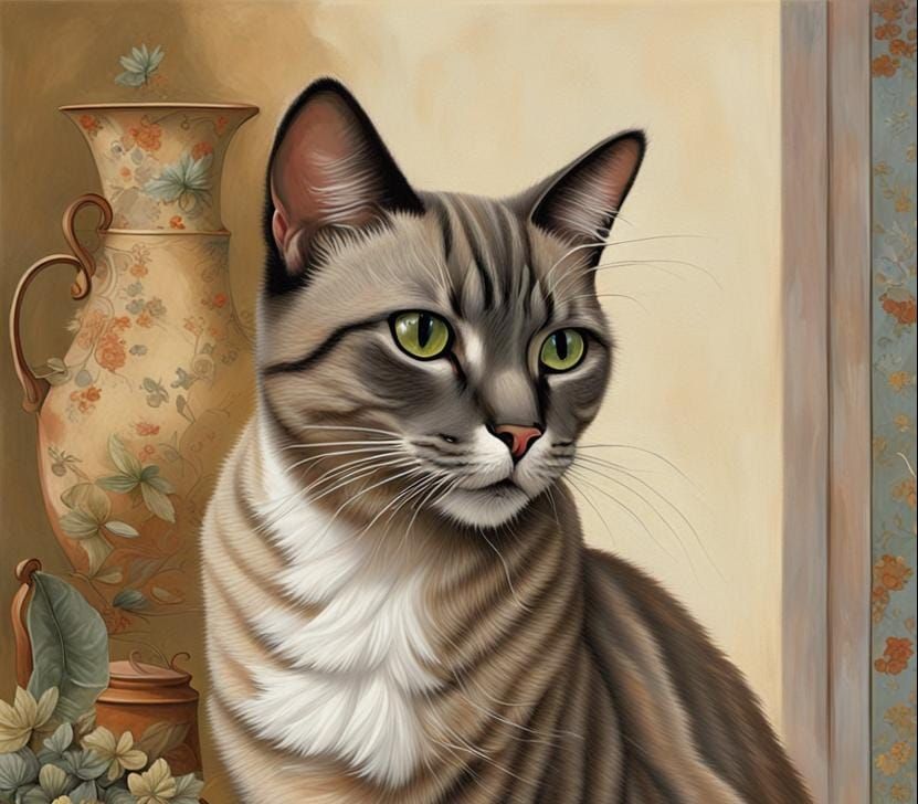 smokey the cat, tabby and siamese mix, intricately detailed, Julia Pott Guido Borelli