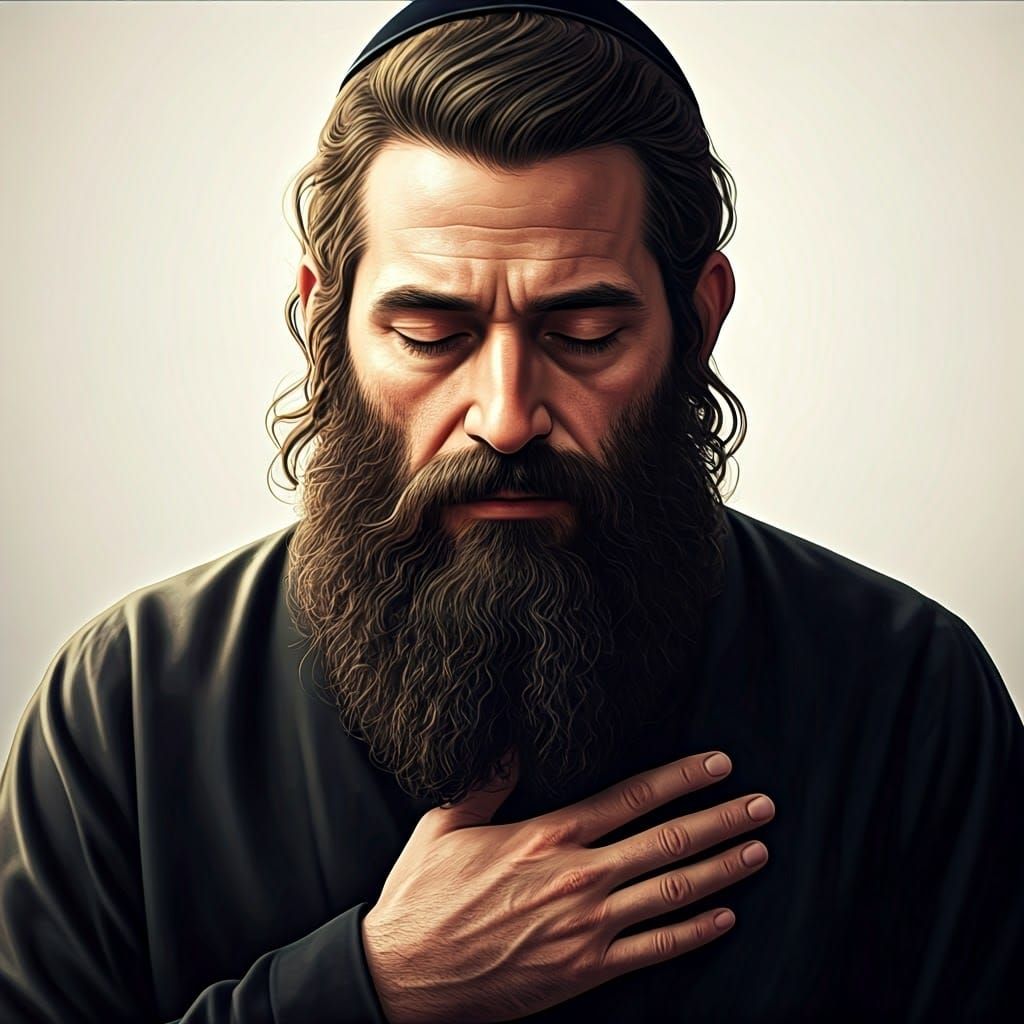 Serene Bearded Man in Golden Light