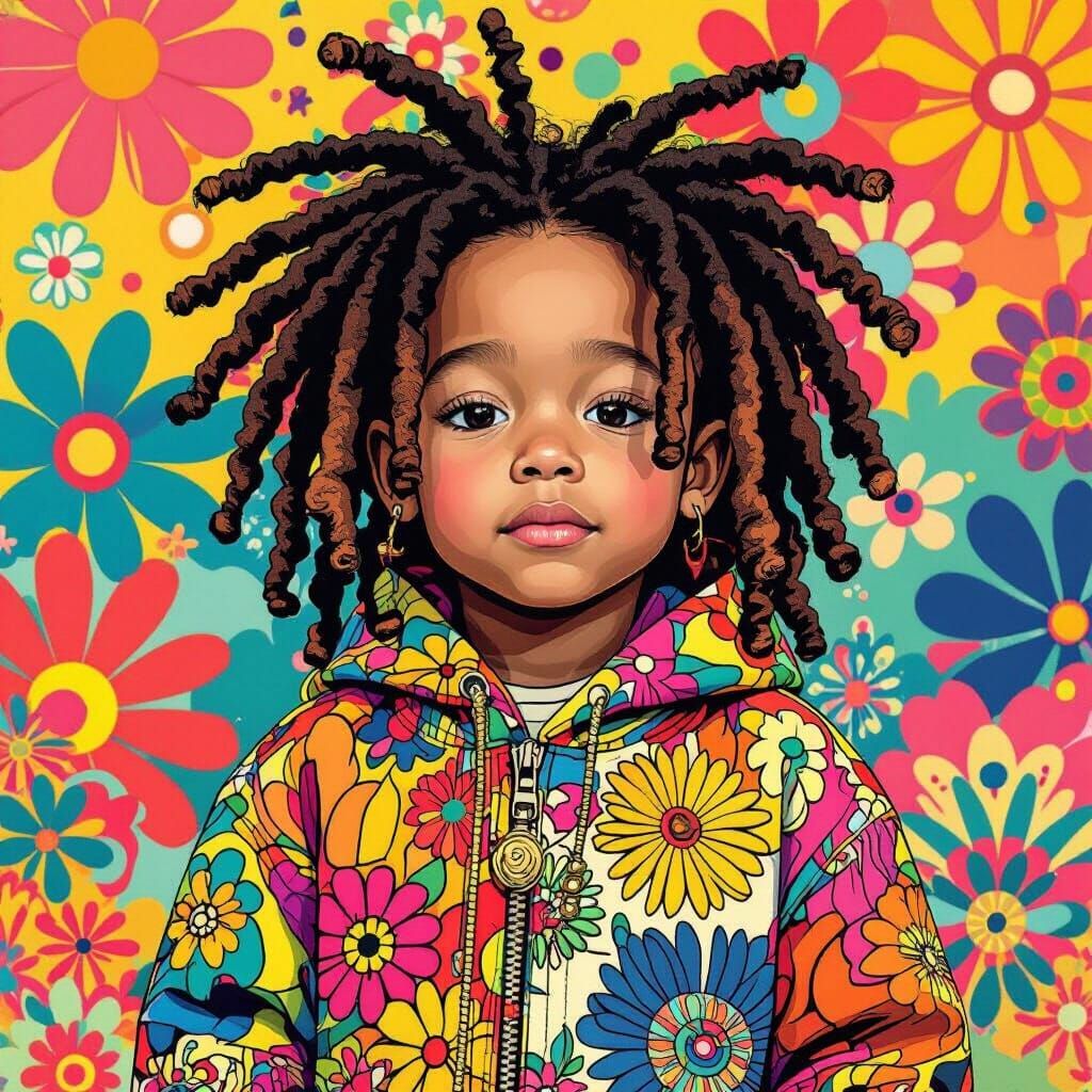 Child with Dreadlocks in Pop Art Style