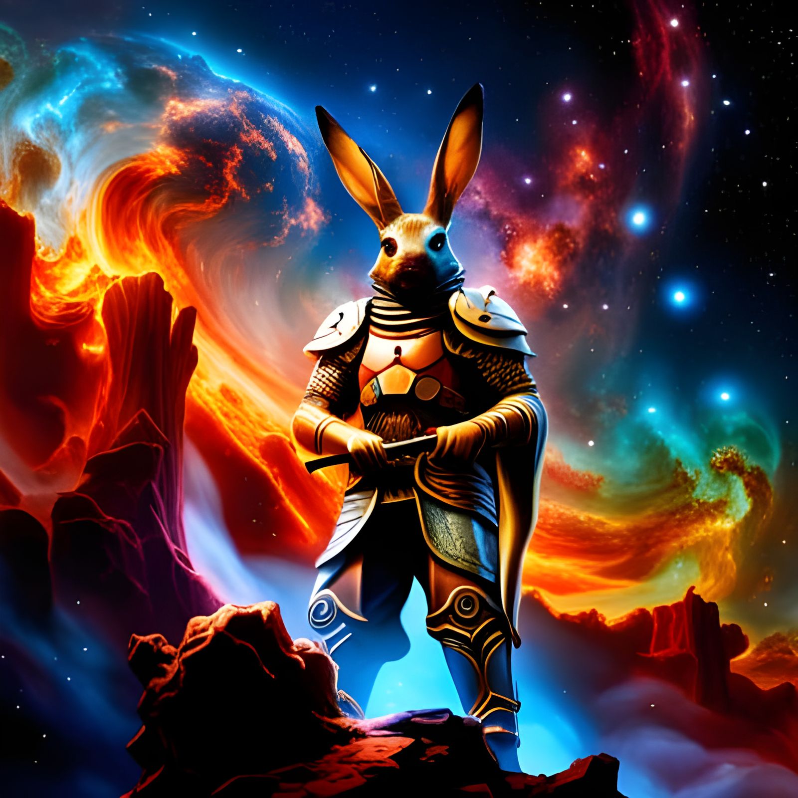 Cosmic Rabbit Samurai 2 - AI Generated Artwork - NightCafe Creator