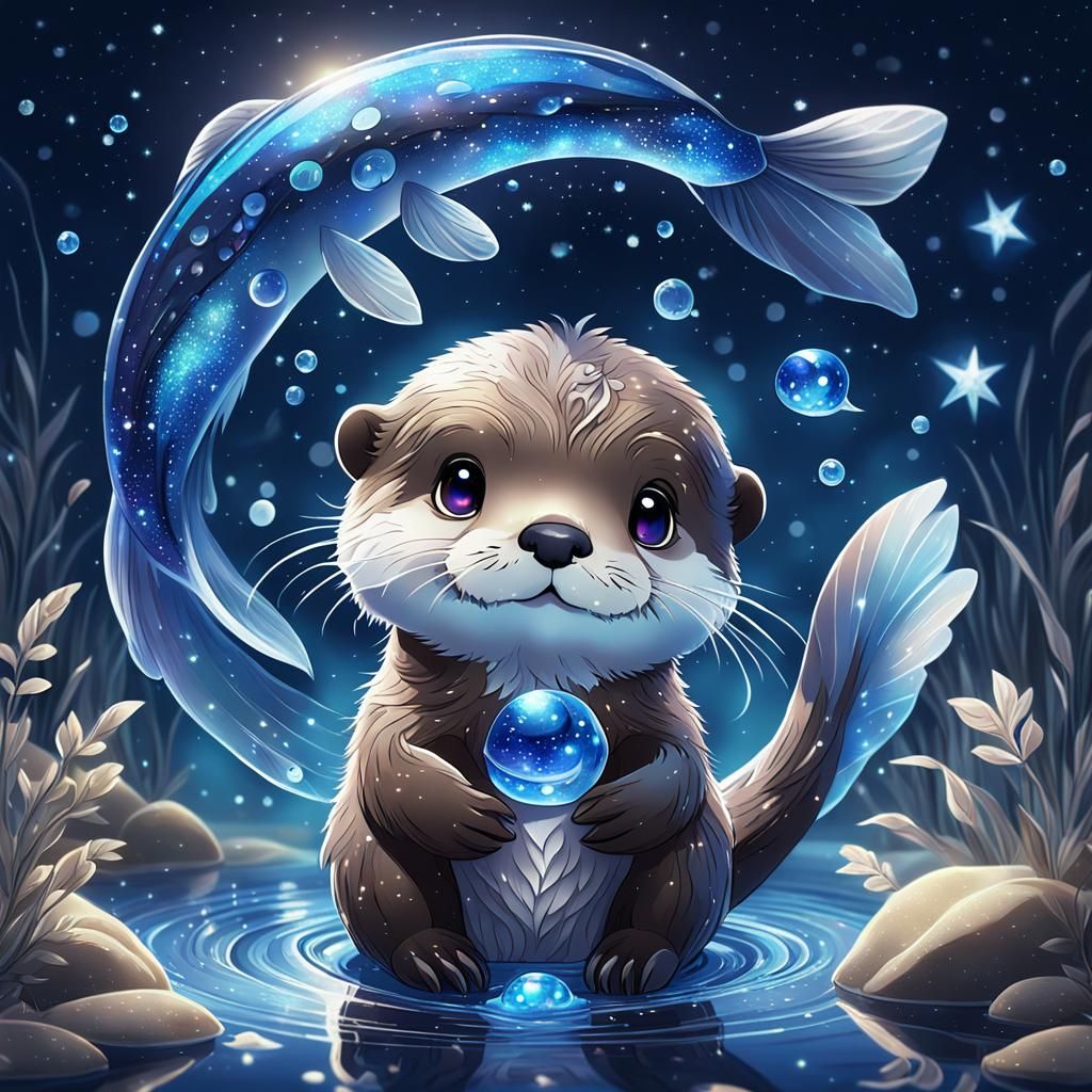 Chibi anime otter swimming alongside - AI Generated Artwork - NightCafe ...