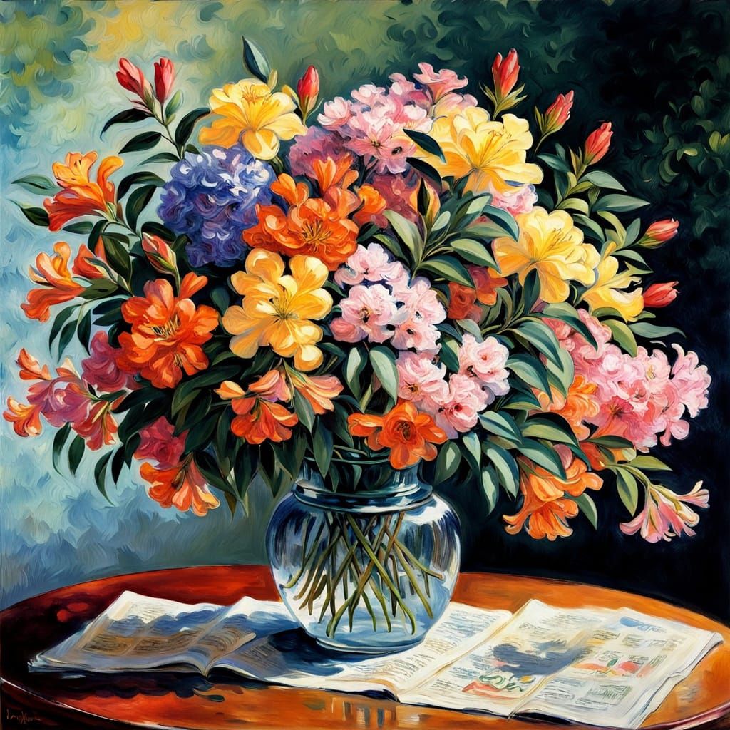  Vibrant bouquet, azaleas, Monet, Renoir,  by @g r r c