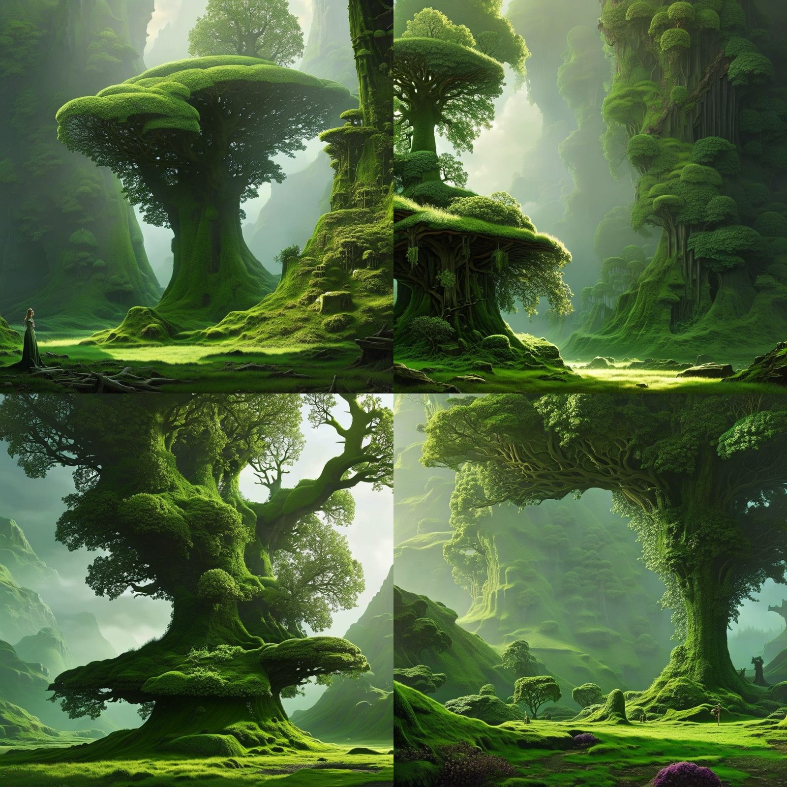 Mossy tree of the fairy Queen :: 8k resolution concept art :...