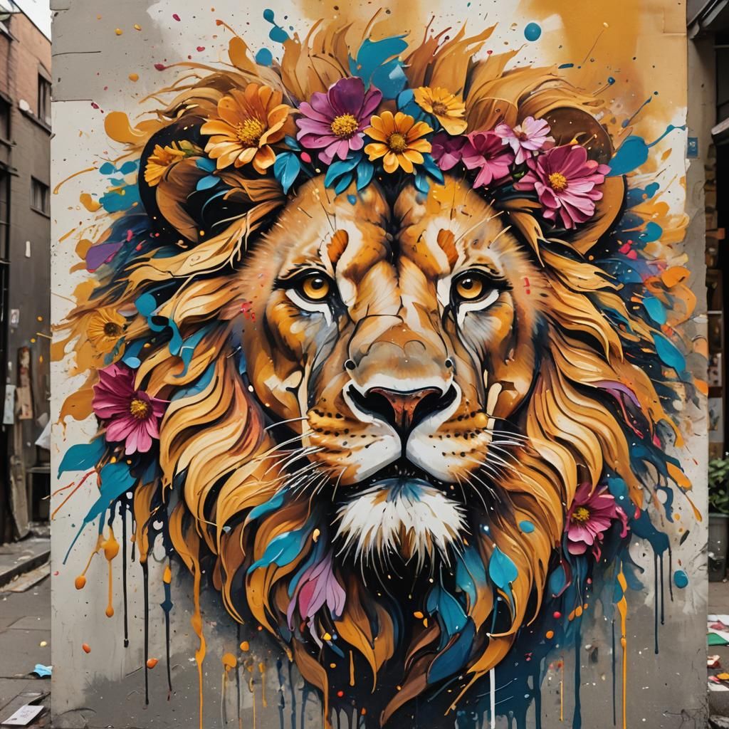 A lion made of flowers. 🦁+🌺  by @CrazyEights 