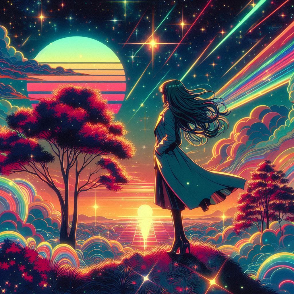 (hajime sorayama: 1.5) 80s retro futurism sci-fi vintage con...