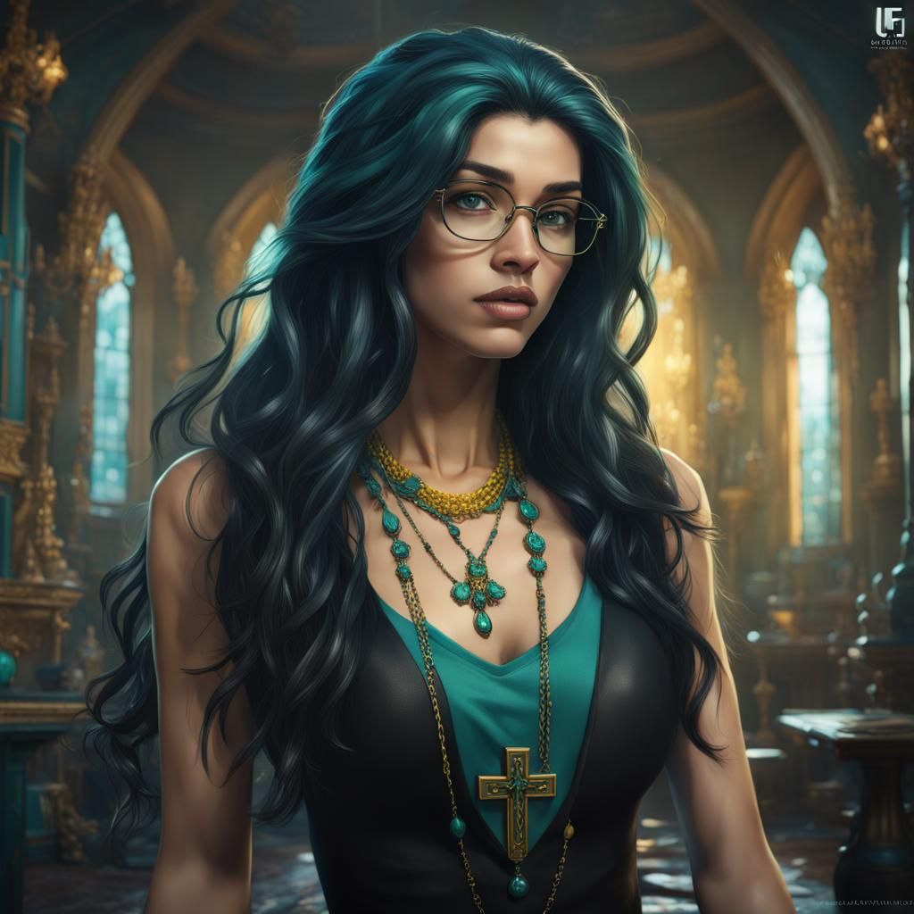 Fantasy Character with Teal and Yellow Eyes