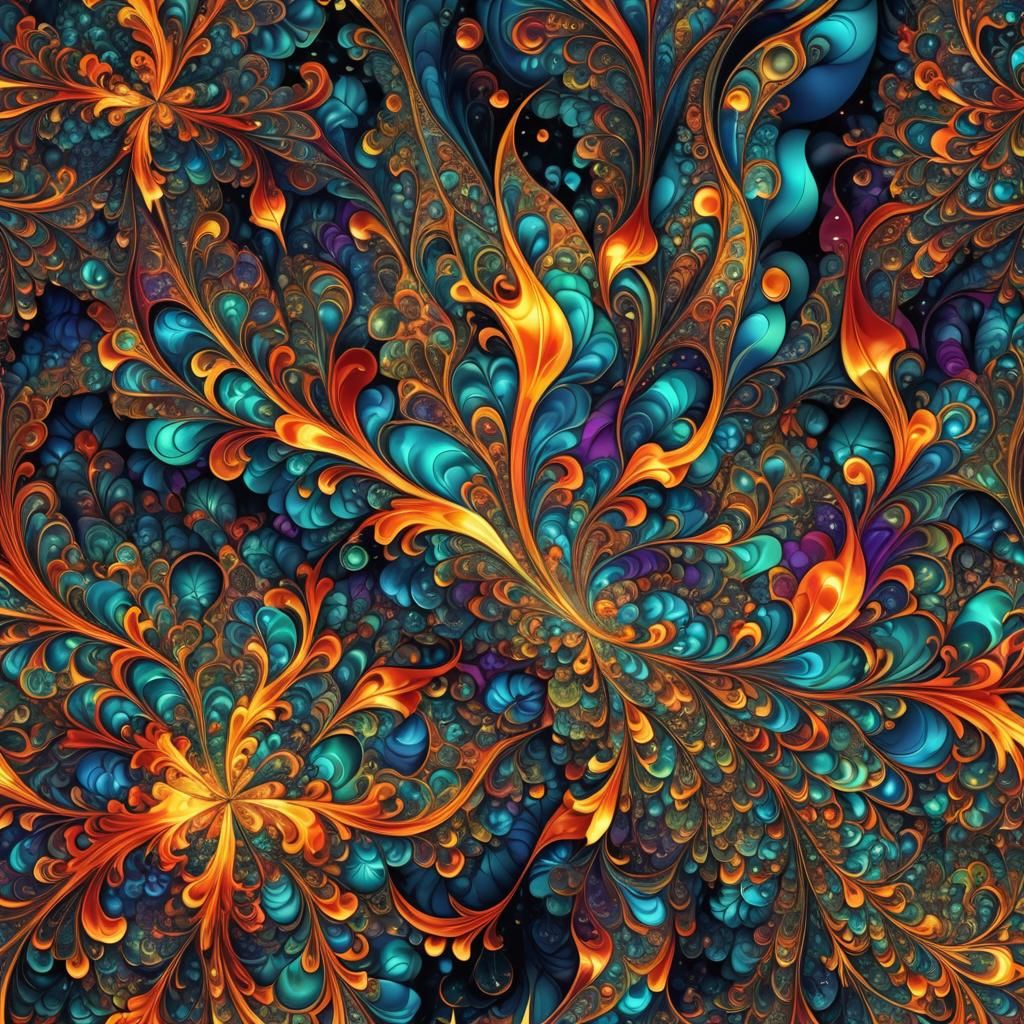 Abstract Fractal Flames in Vivid Digital Art