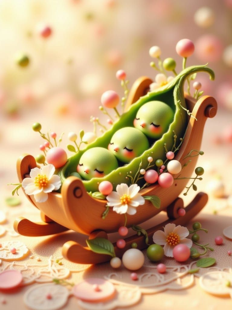 Whimsical Pea Pod Nursery Illustration