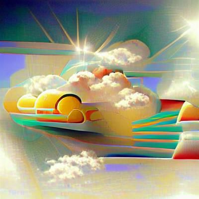 Retro-Futuristic Sunshine Beams in the Clouds