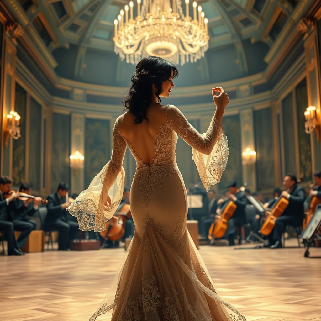 Elegant Tango Dancer in Art Nouveau Style