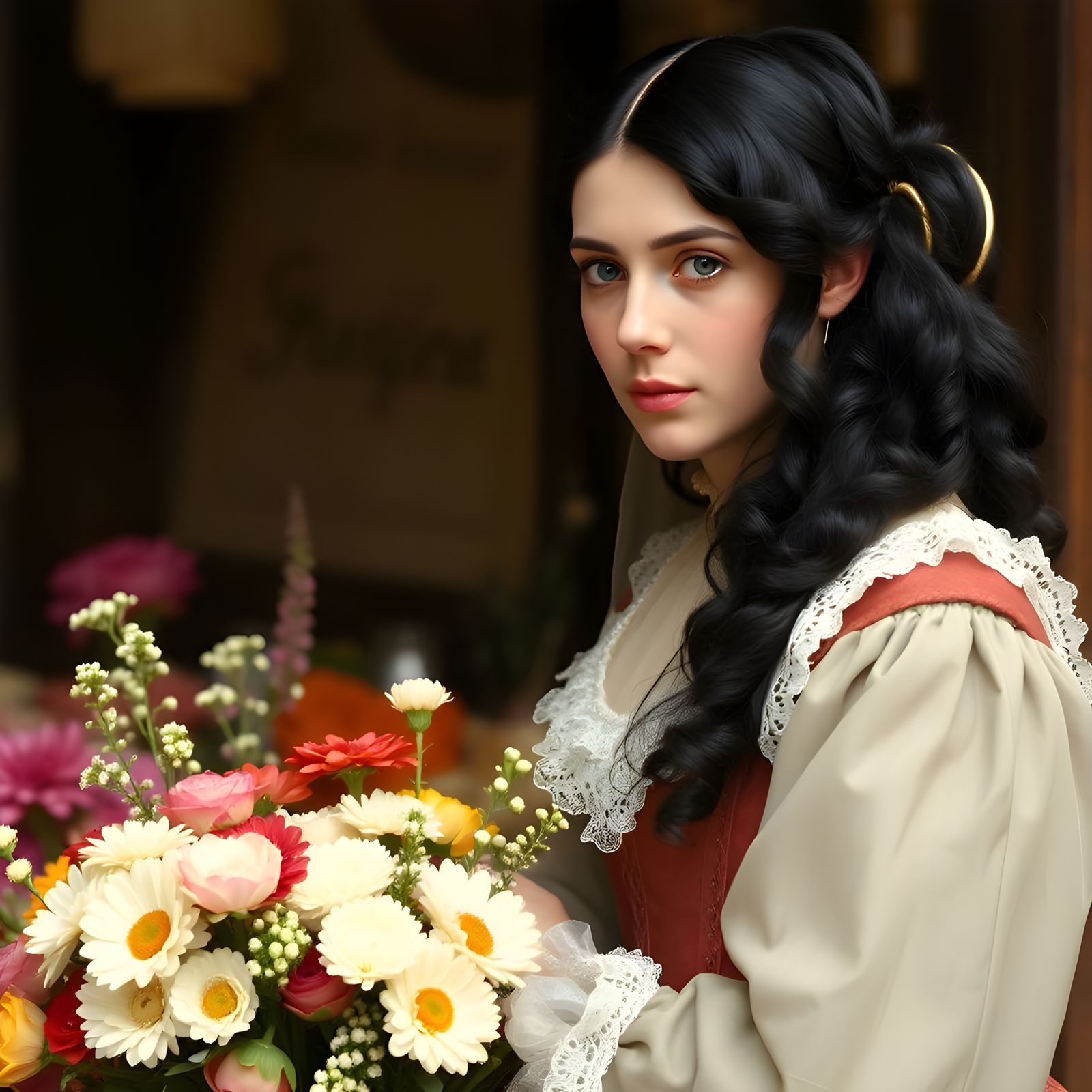 Josephine and her flowers.