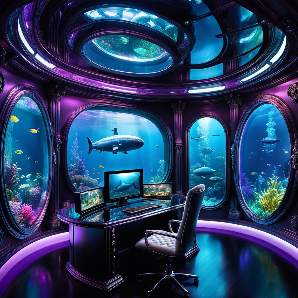 Underwater gaming room AI Generated Artwork NightCafe Creator