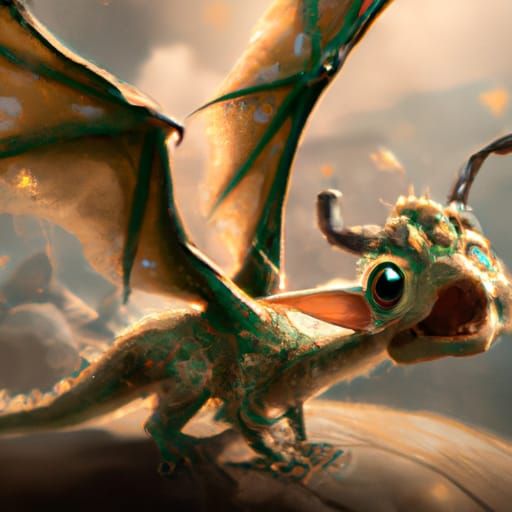Cute little dragon trying to fly