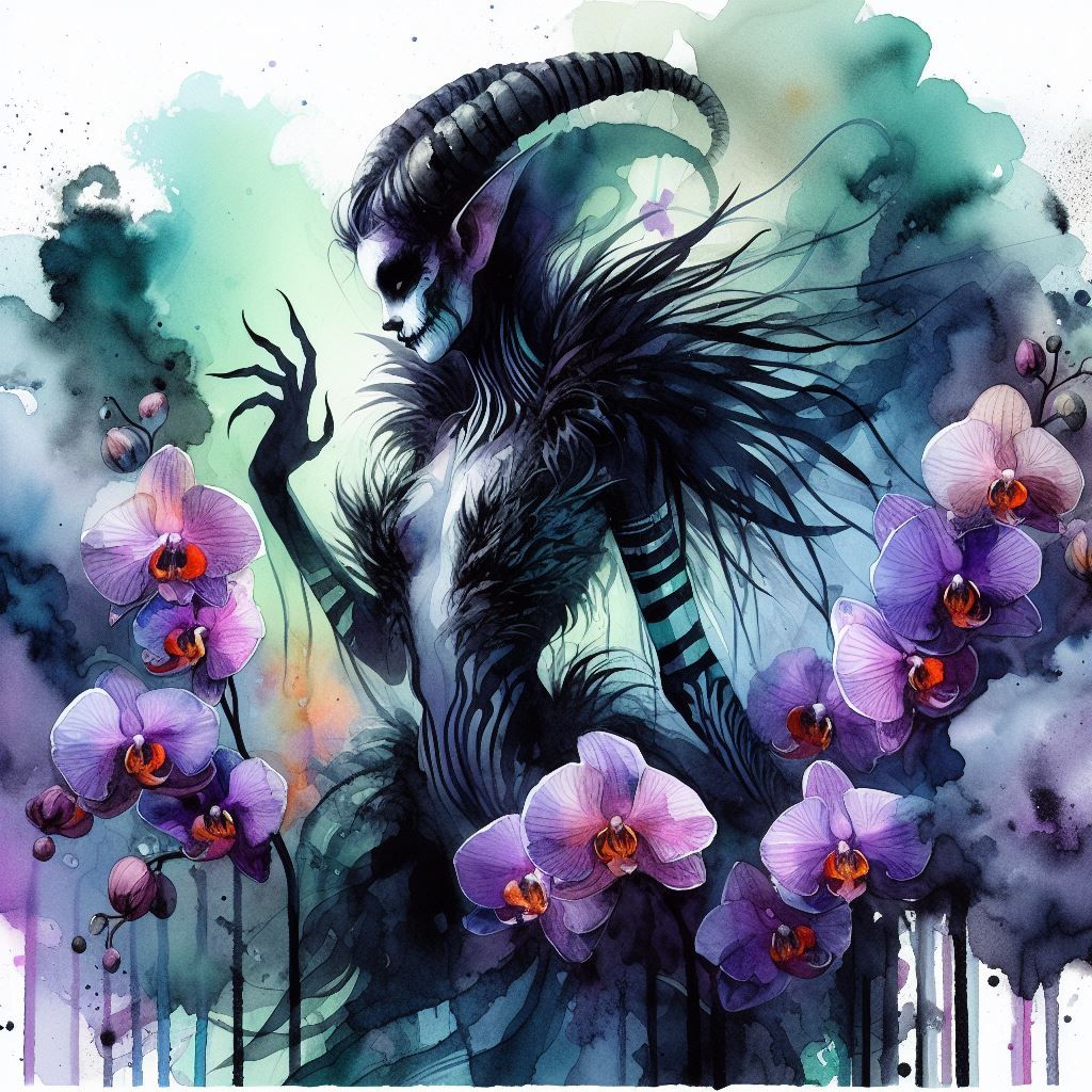 Dark Faery Amidst the Orchids