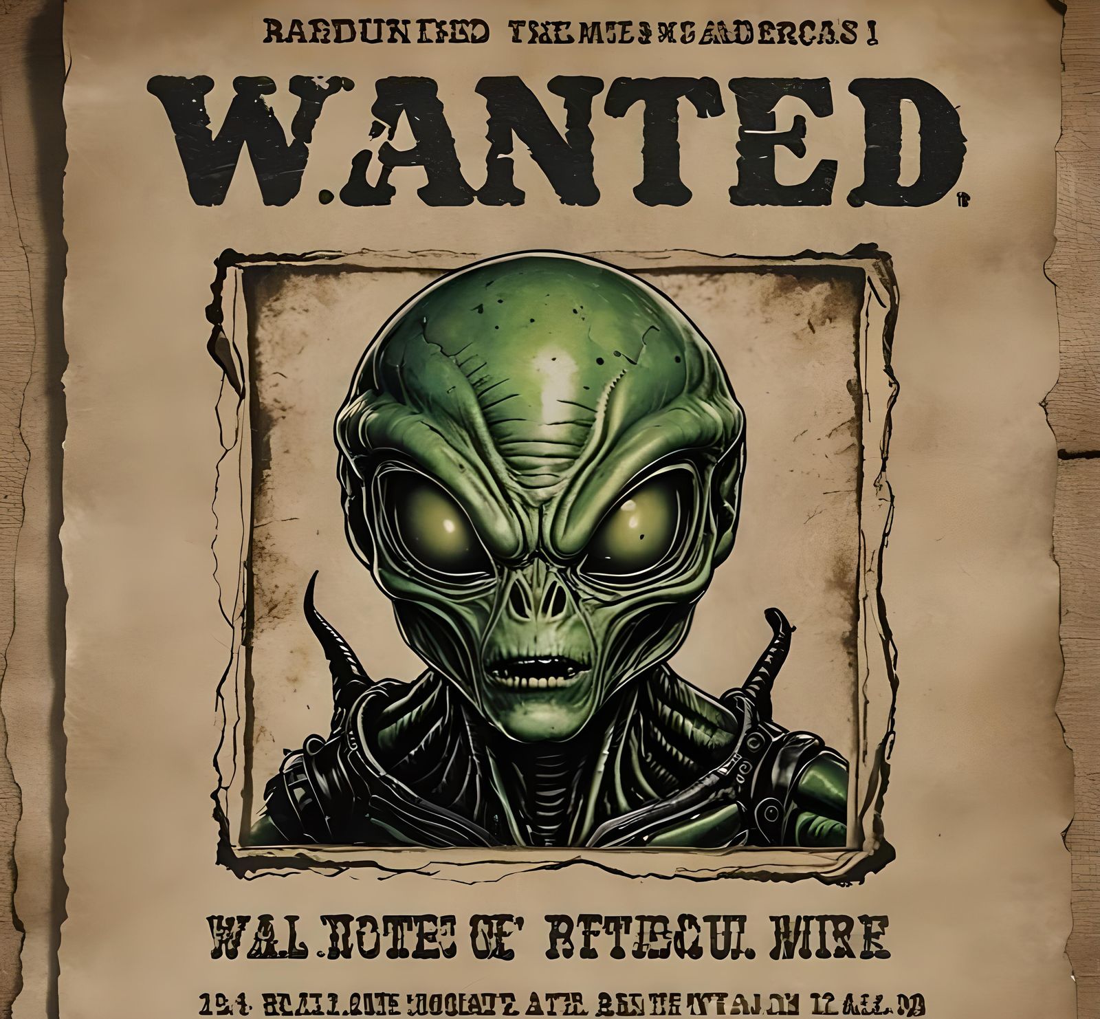 "wanted" poster with alien on it  by @Feeling Creative