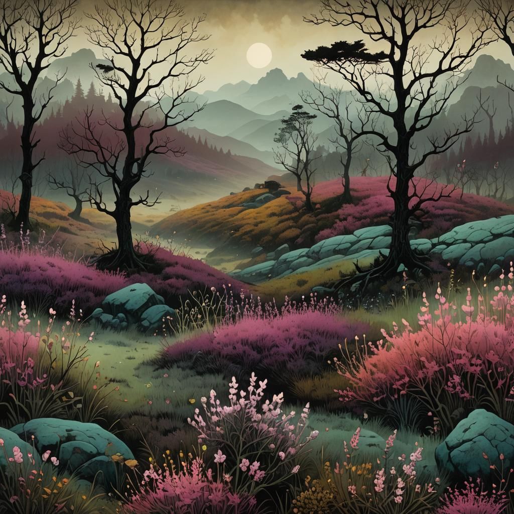 Morning mist over the blooming heather, by Mike Mignola and Andy Kehoe ...