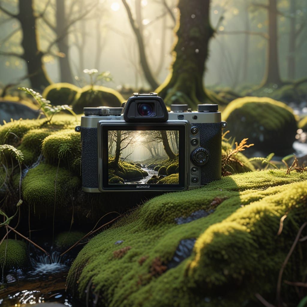 Mirrorless Camera in Forest Stream  by @Lady on Fire