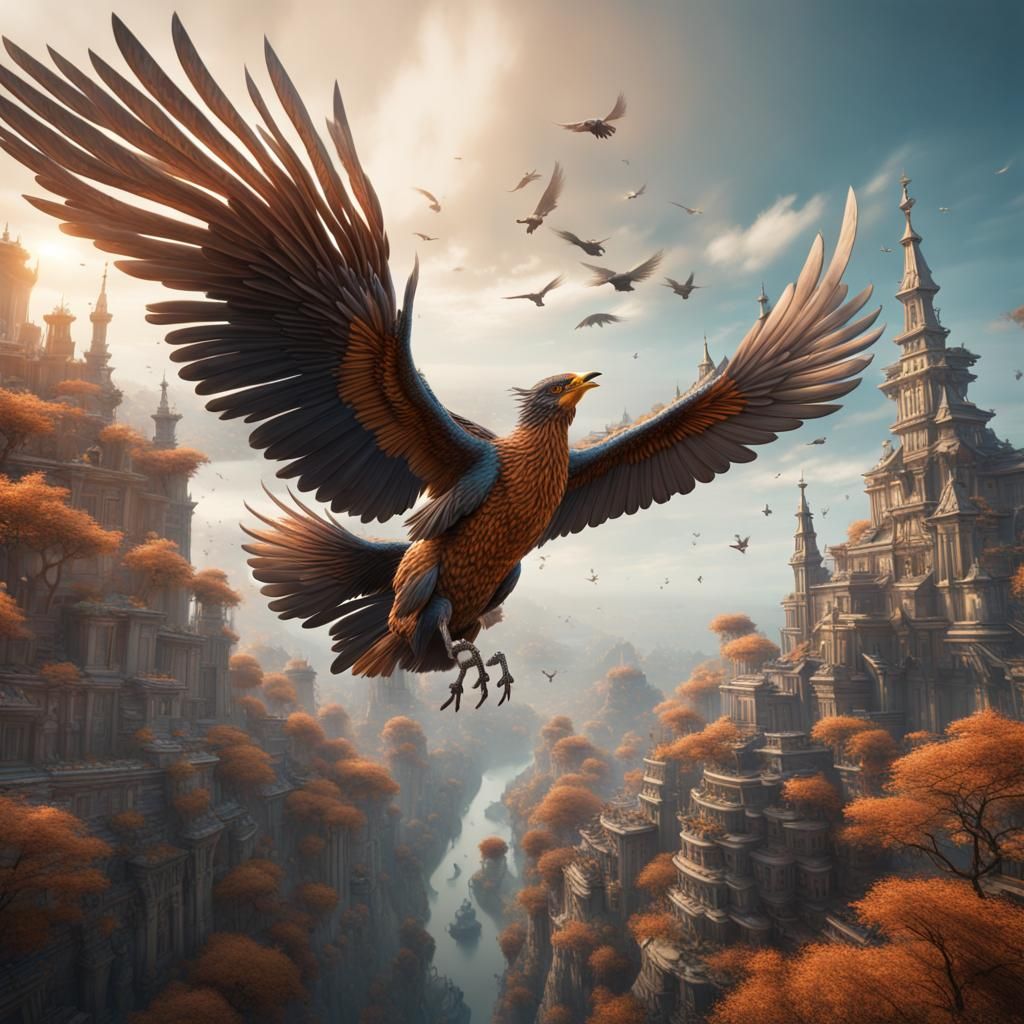 Large bird flying - AI Generated Artwork - NightCafe Creator